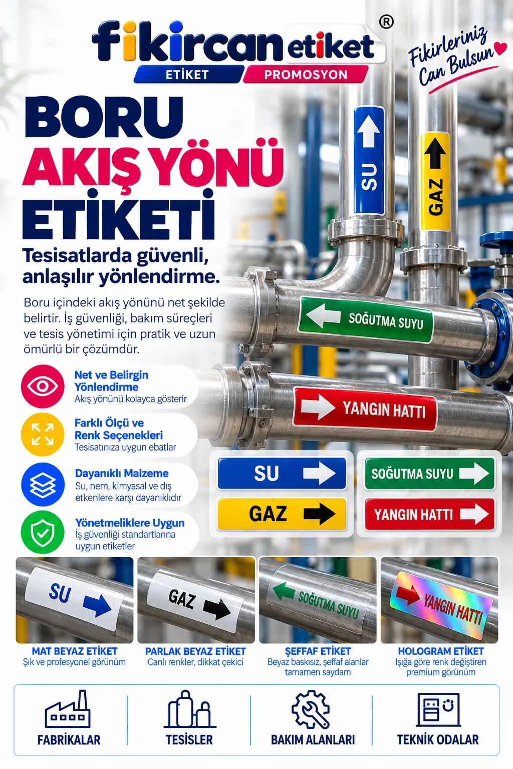 Boru Akış Yönü Etiketi