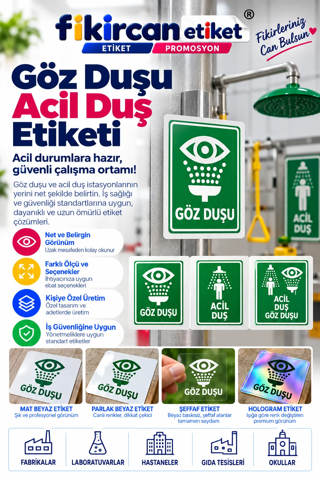 Göz Duşu / Acil Duş Etiketi