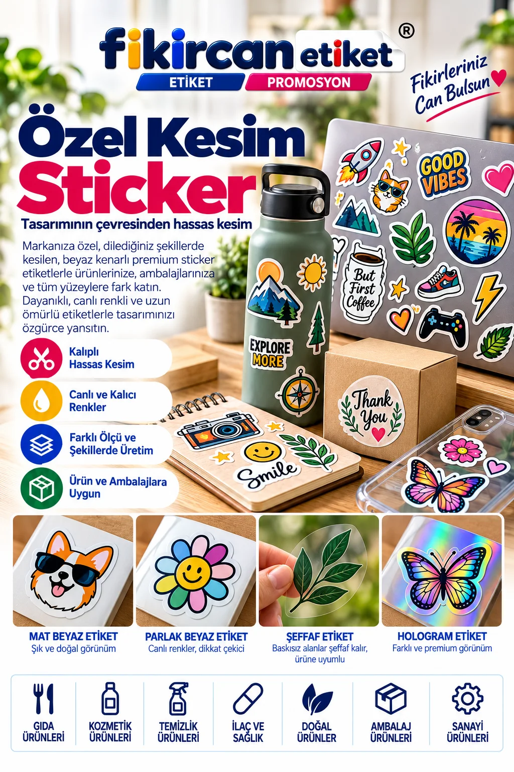 Özel Kesim Sticker (Die-Cut)
