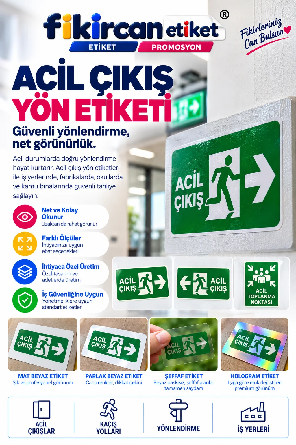 Acil Çıkış Yön Etiketi