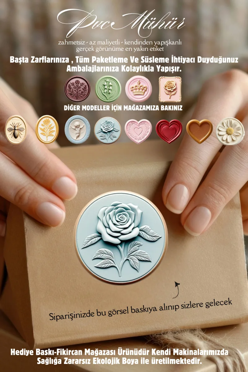 MÜHÜR ETİKETİ 100 Adet Kokusuz Ekolojik Mürekkep PVC ETİKET 4 CM MUM VE DÖKÜM ALTERNATİF — fotoğraf 2