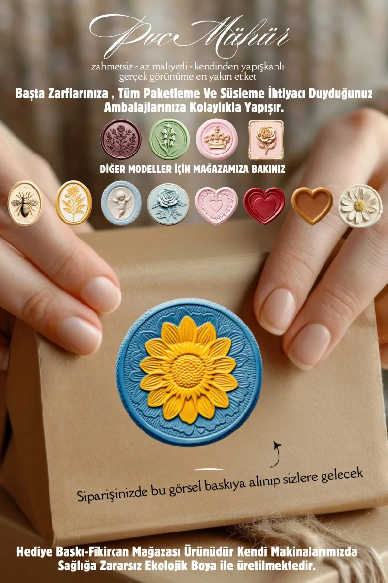 MÜHÜR ETİKETİ 100 Adet Kokusuz Ekolojik Mürekkep PVC ETİKET 4 CM MUM VE DÖKÜM ALTERNATİF — fotoğraf 2