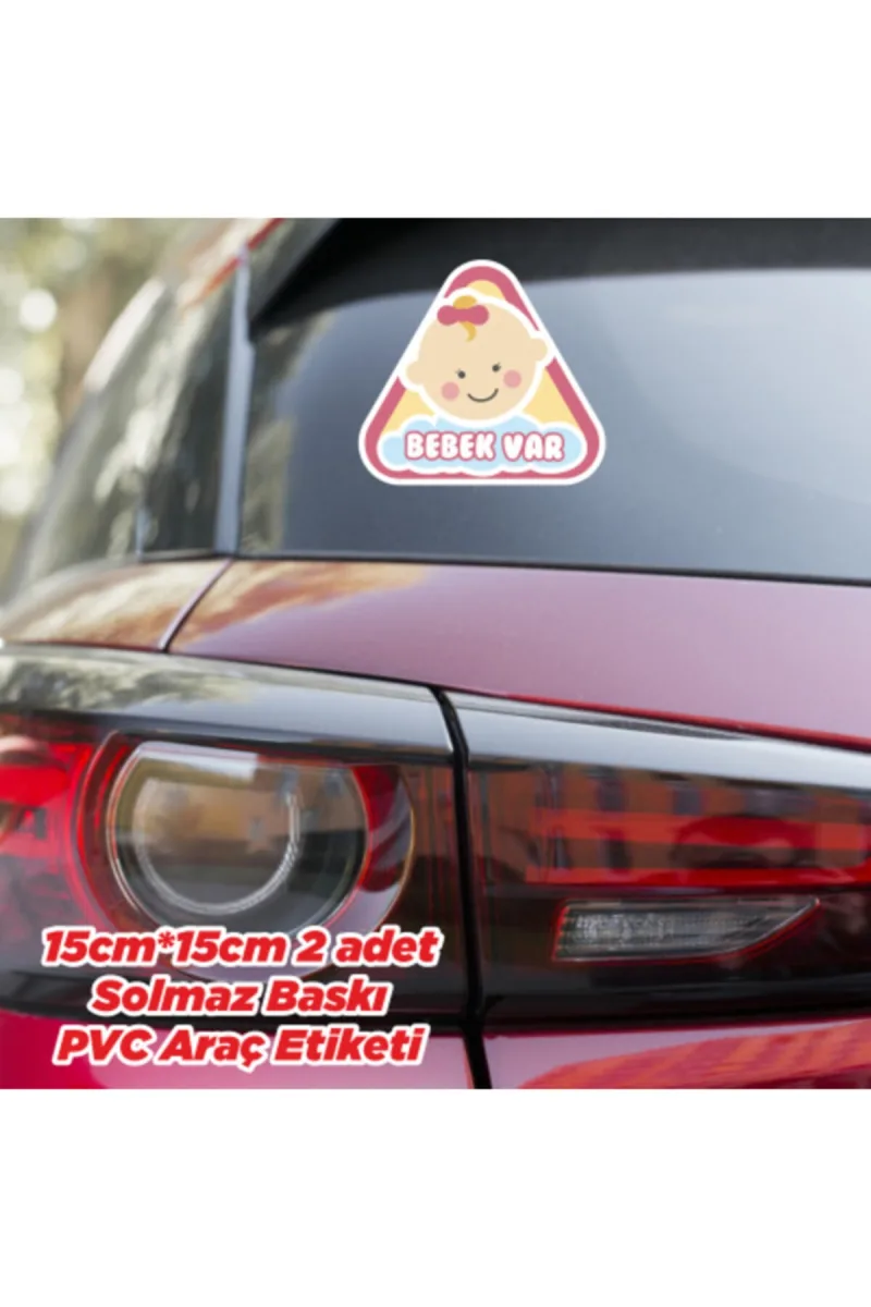 Arabada Bebek Var Pvc Etiket-araç Etiketi Solmaz Baskı Özel Kesim — fotoğraf 3