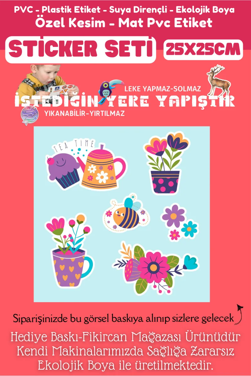 Etiket Seti 25x25cm Pvc Sticker -Defter-Laptop-Tablet-Telefon-Dolap-Cam vb Her yere — fotoğraf 2