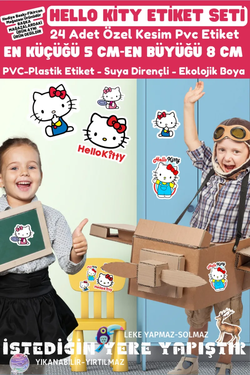 - Hello Kitty Etiket Seti - 24 Adet - Pvc Etiket - Laptop Tablet Vb. Tüm Ürünlere Yapışır — fotoğraf 4