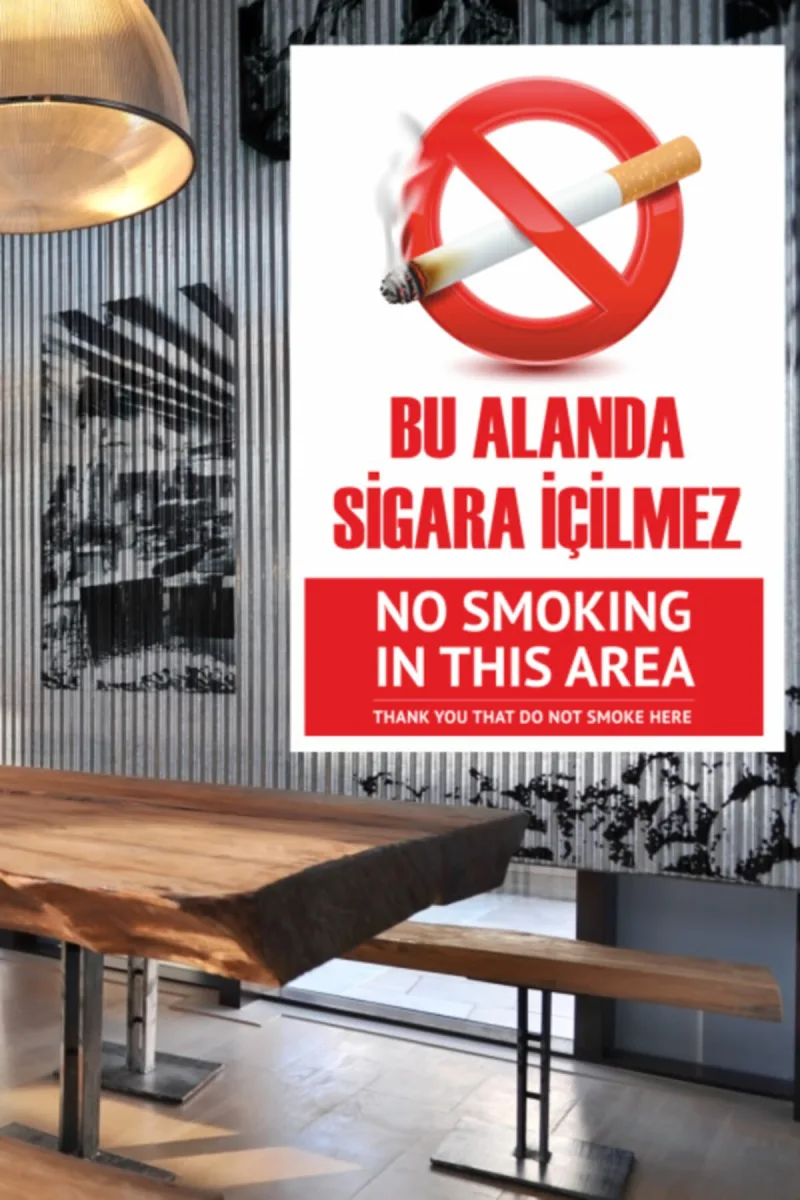Sigara Içilmez Pvc Etiket-yapıştırma 35*50cm - Türkçe-ingilizce — fotoğraf 1