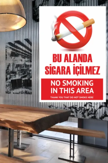 Sigara Içilmez Pvc Etiket-yapıştırma 35*50cm - Türkçe-ingilizce