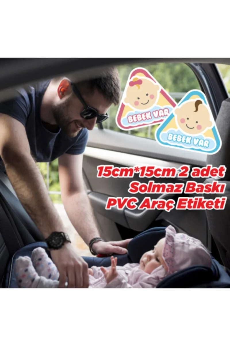 Arabada Bebek Var Pvc Etiket-araç Etiketi Solmaz Baskı Özel Kesim — fotoğraf 1