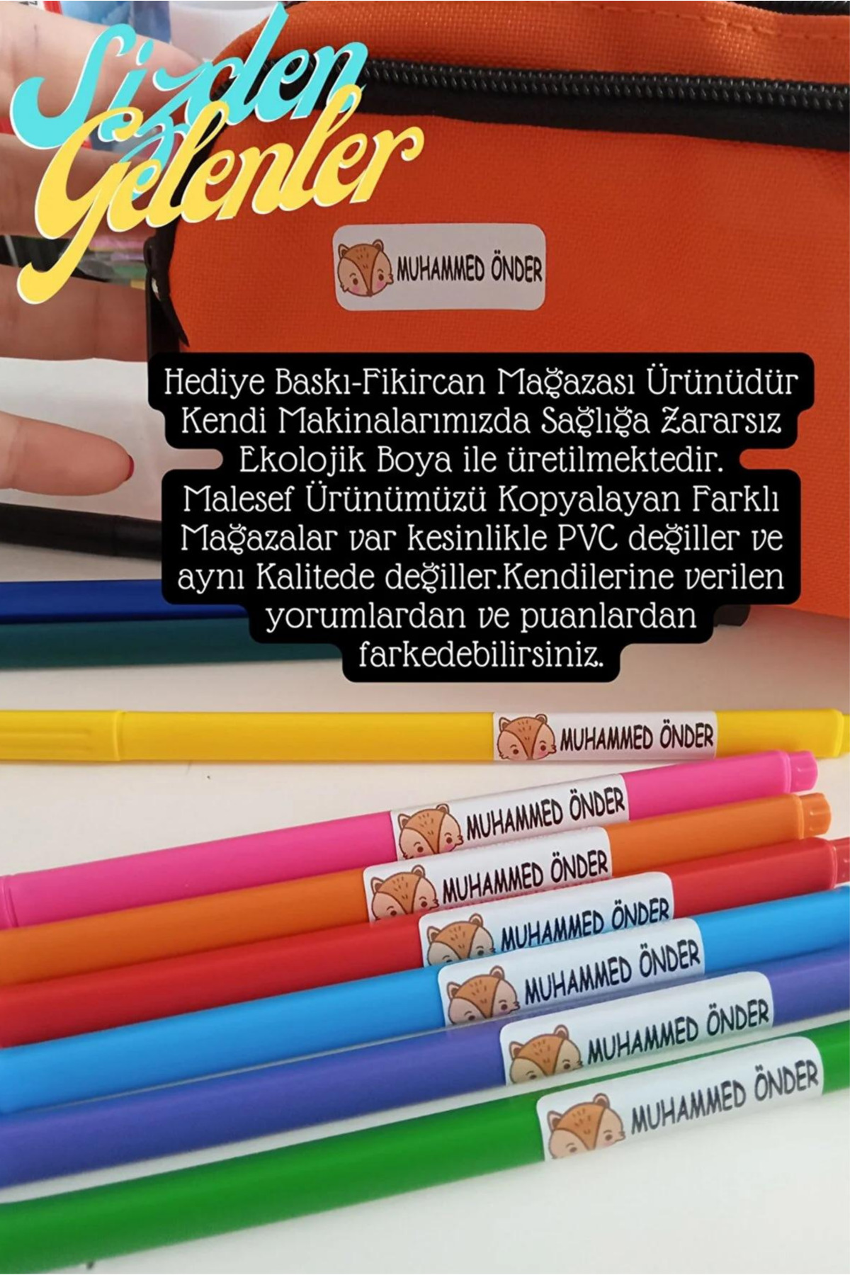 - Isme Özel Okul Etiket Seti - 200 Adet -2x5 Cm Kokusuz Ekolojik Mürekkep Pvc Etiket — fotoğraf 4