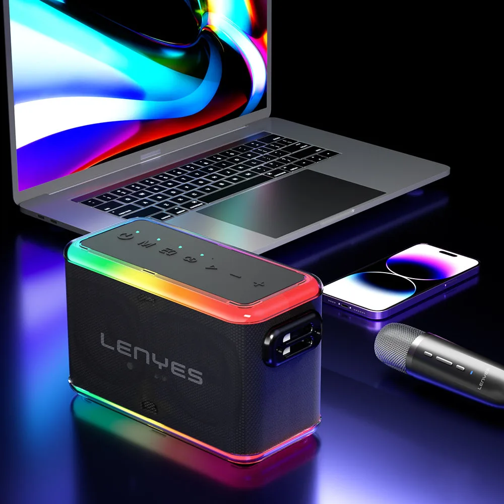 Lenyes S834 RGB LED Bluetooth Speaker | Karaoke Mikrofonlu & Taşınabilir