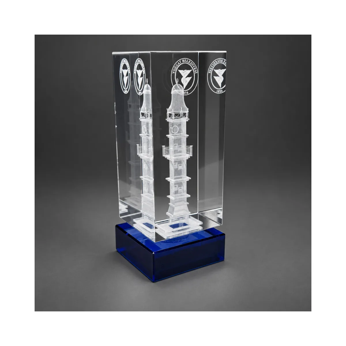 3D Lazer Patlatma Küp 6x6x13 Dikey Mavi Kaideli — görsel 2