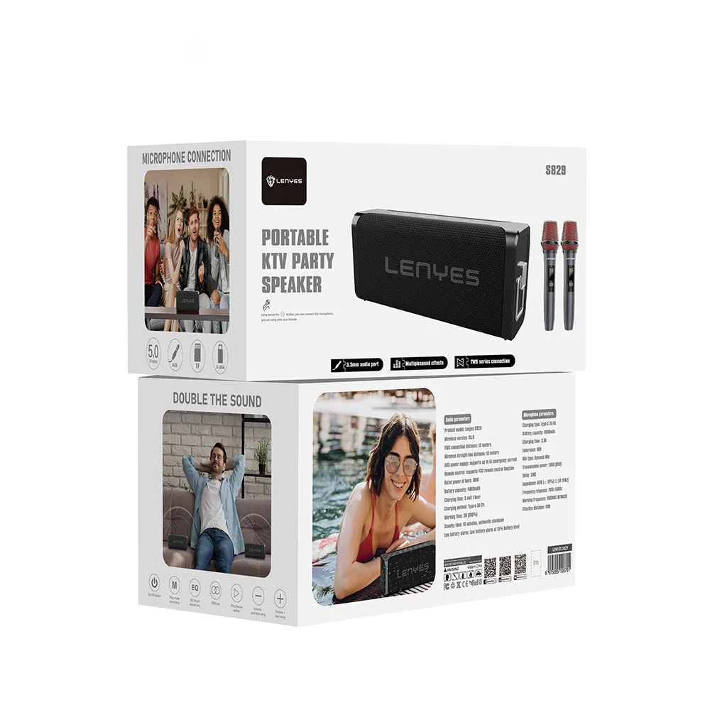 Lenyes S829 Bluetooth Speaker | Karaoke Mikrofonlu & 10 Saat Pil