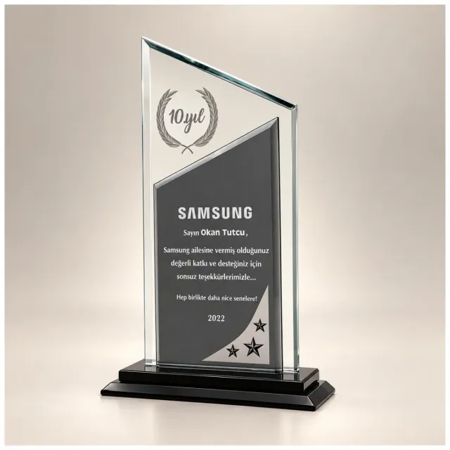 PB802 Gümüş Kristal Plaket