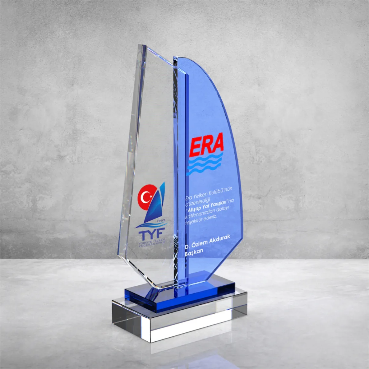 PB864 Mavi Camlı Kristal Plaket — görsel 4