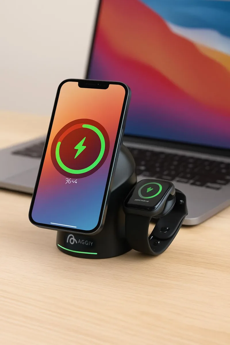 Aggiy Powerspin 3 in 1 Wireless Kablosuz Şarj Standı
