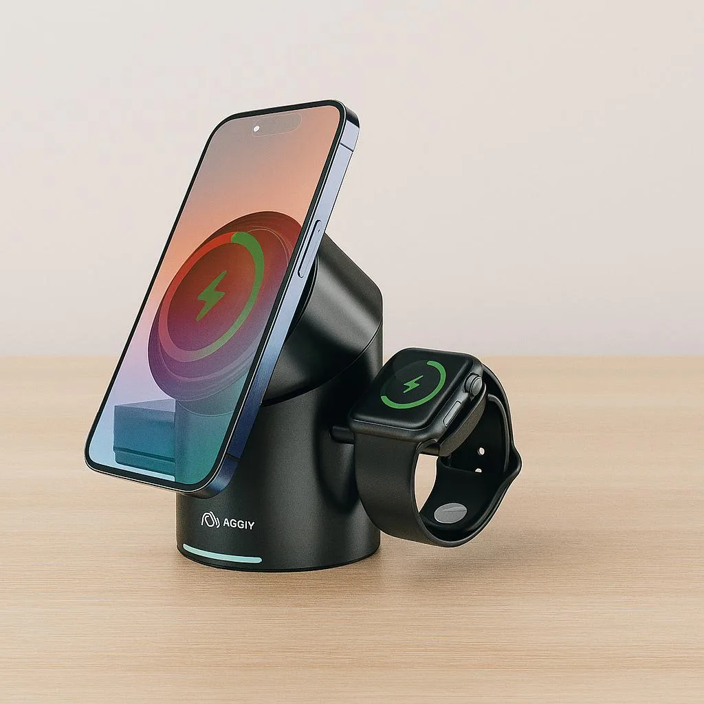 Aggiy Powerspin 3 in 1 Wireless Kablosuz Şarj Standı