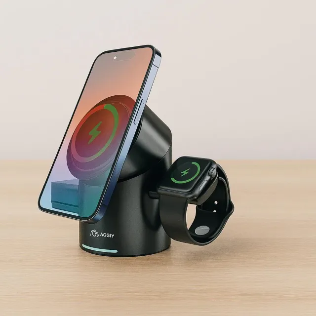 Aggiy Powerspin 3 in 1 Wireless Kablosuz Şarj Standı