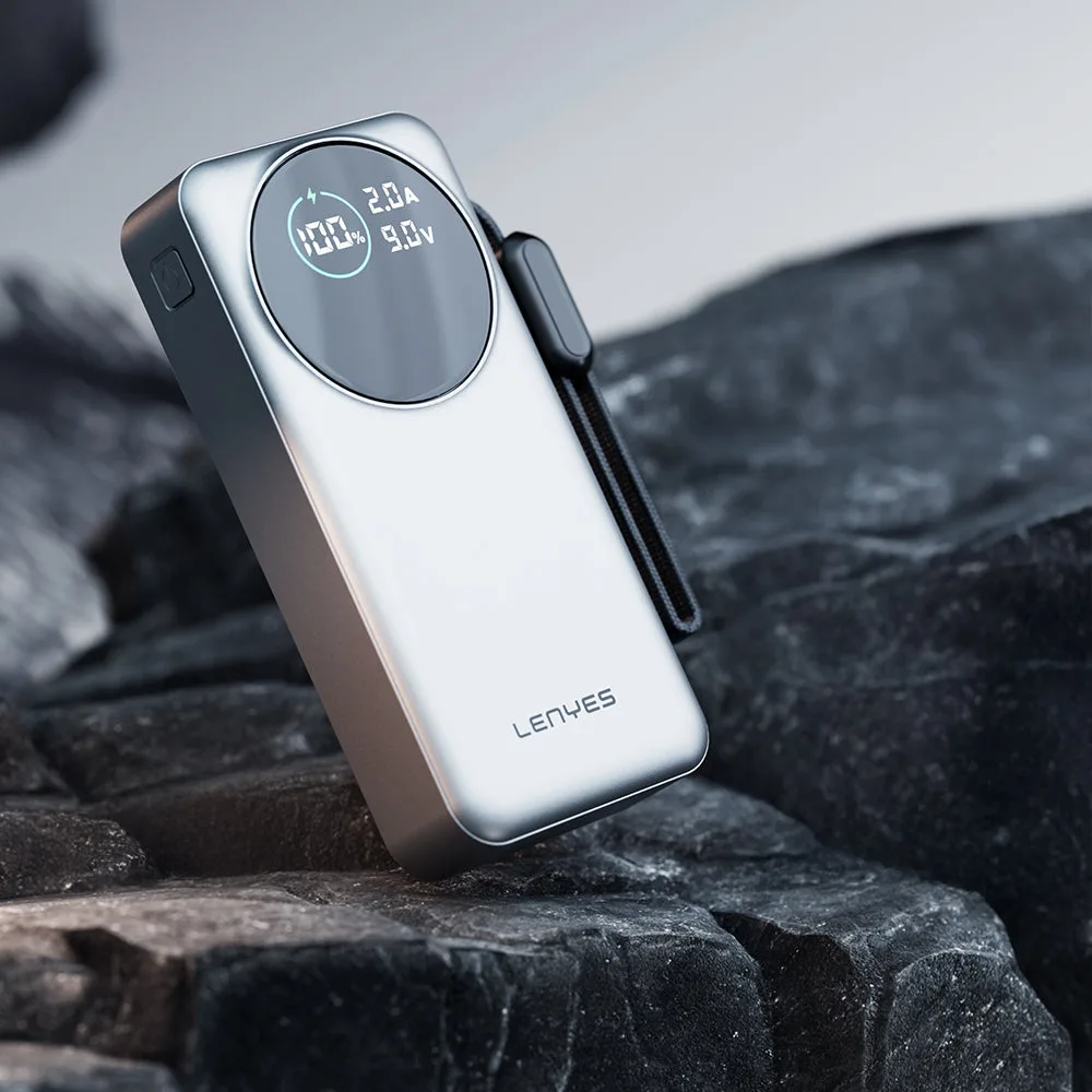 Lenyes PX3004D Dijital LED Ekranlı Dahili Lightning Kablolu Powerbank 22.5W 30000mAh