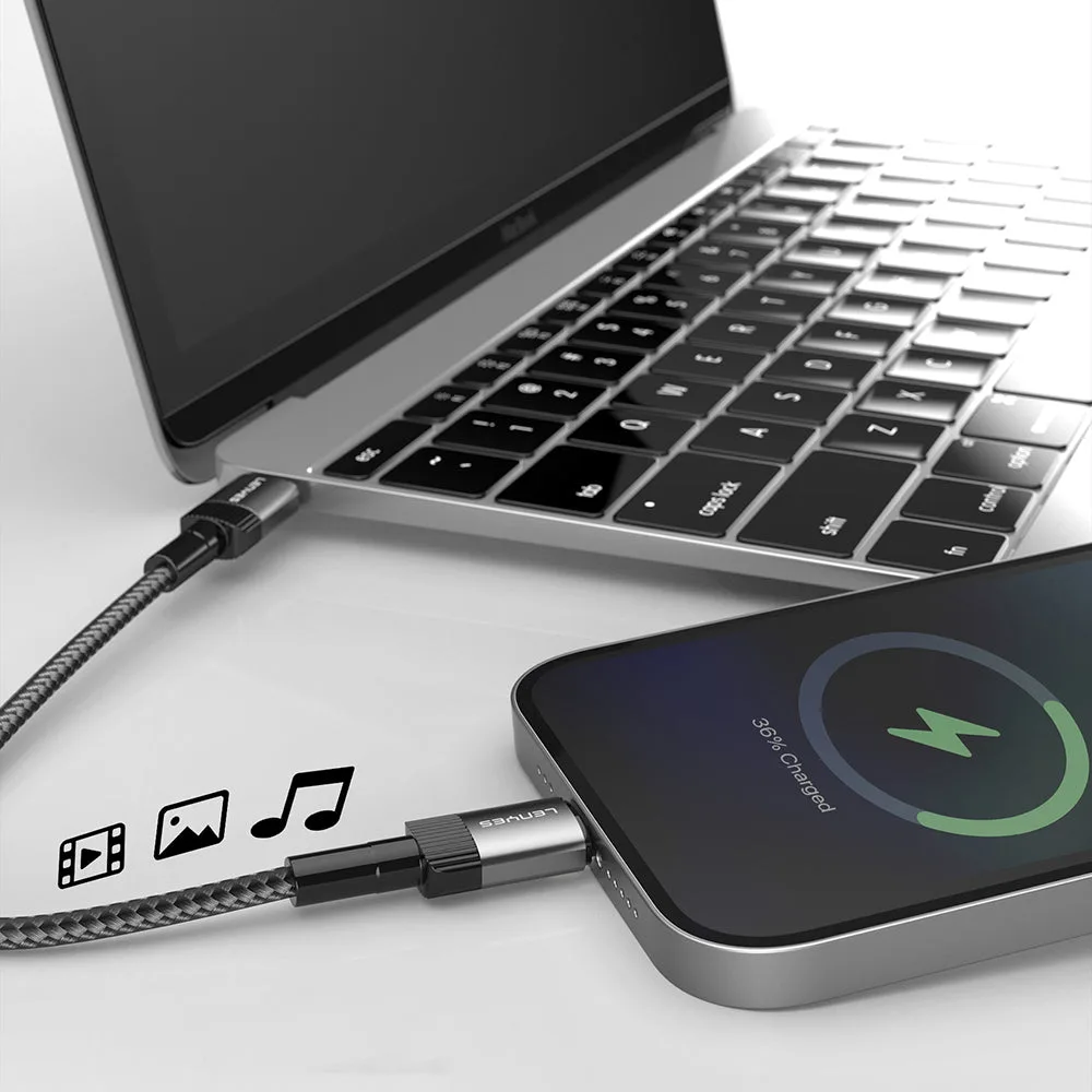 Lenyes LC546 | Type-C to Lightning Örgü Tasarımlı 27W Hızlı Şarj Kablosu 1M