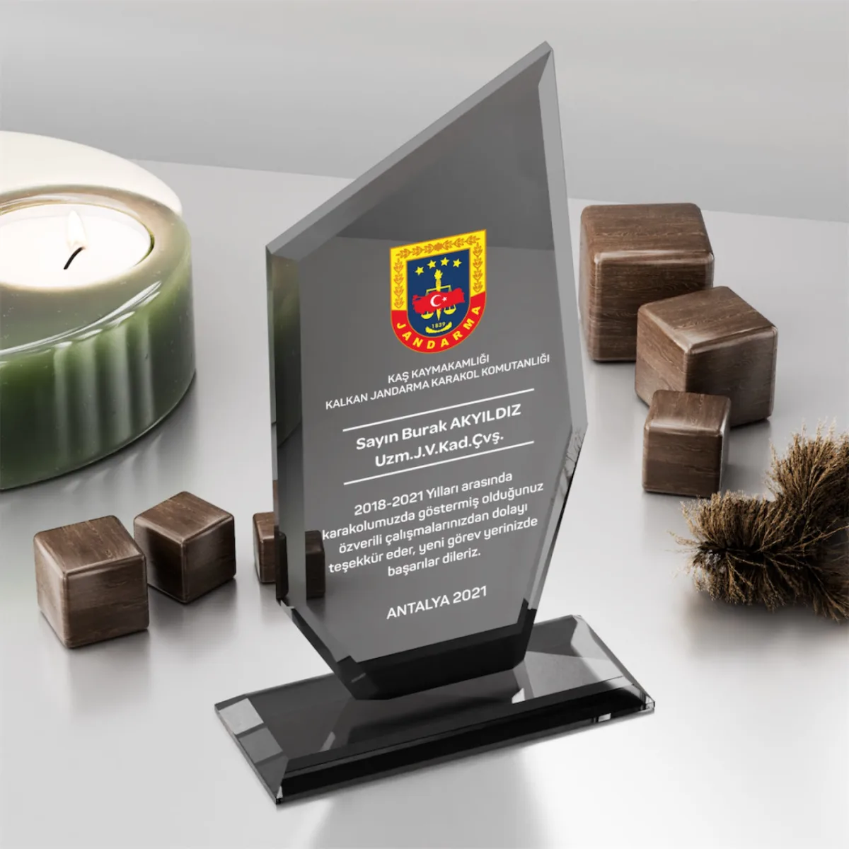 PB322-Füme Kristal Plaket — görsel 2