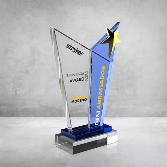 PB862 Mavi Camlı Kristal Plaket