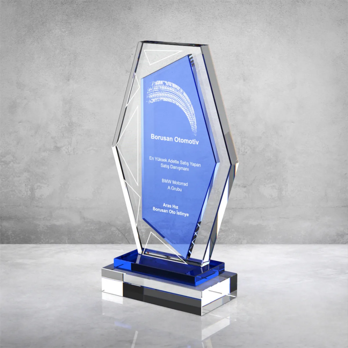 PB865 Mavi Camlı Kristal Plaket — görsel 2