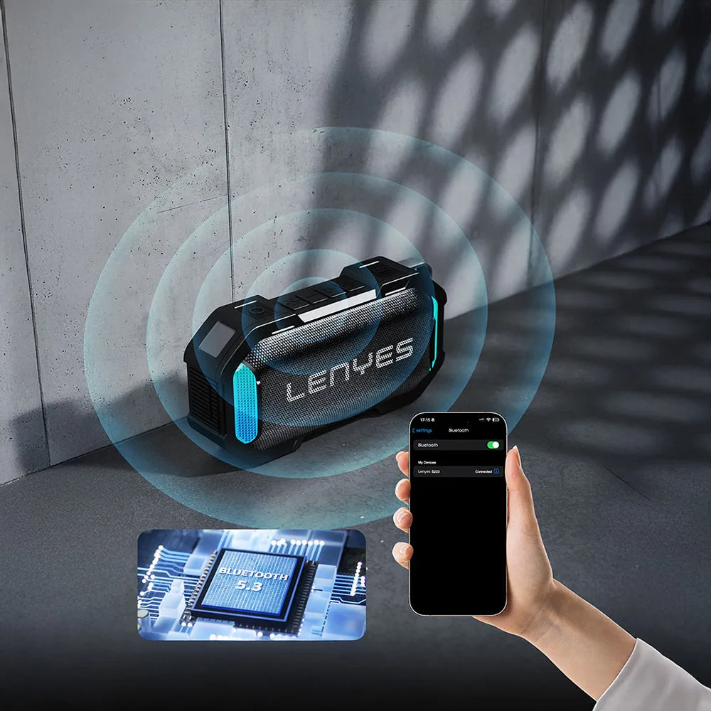 Lenyes S233 | RGB Işıklı Su Geçirmez TWS Bluetooth Hoparlör 12W