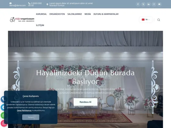 Organizasyon Düğün Salonu V1 Hazır Web Sitesi