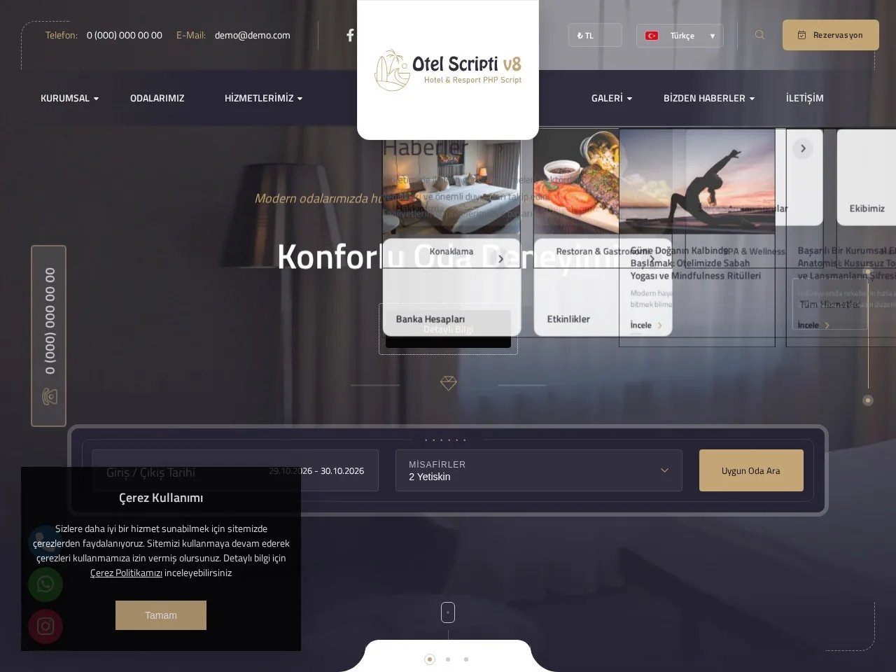 Otel V8 Hazır Web Sitesi ekran görüntüsü
