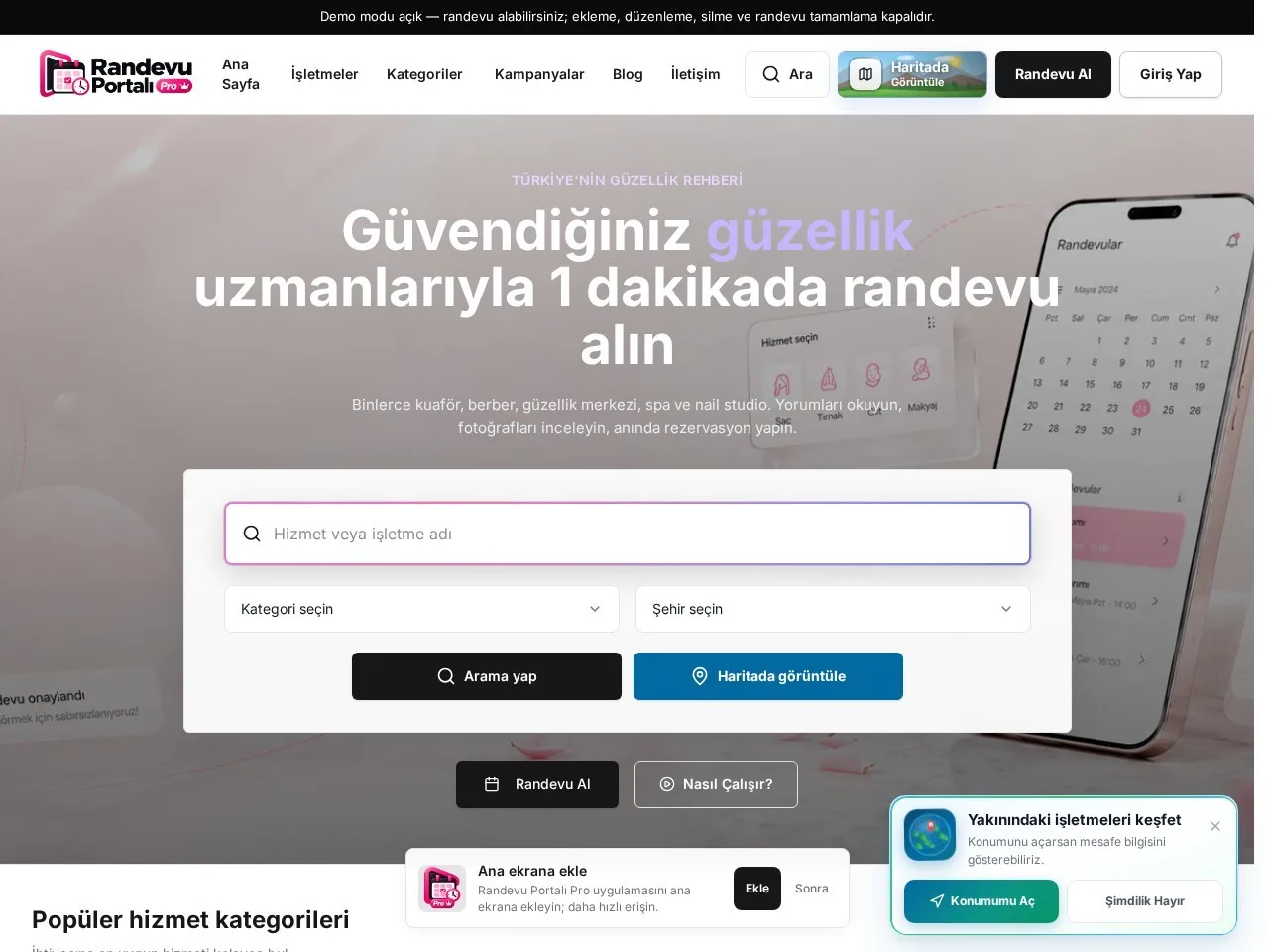 Randevu Portalı Pro Salon Pazaryeri ekran görüntüsü