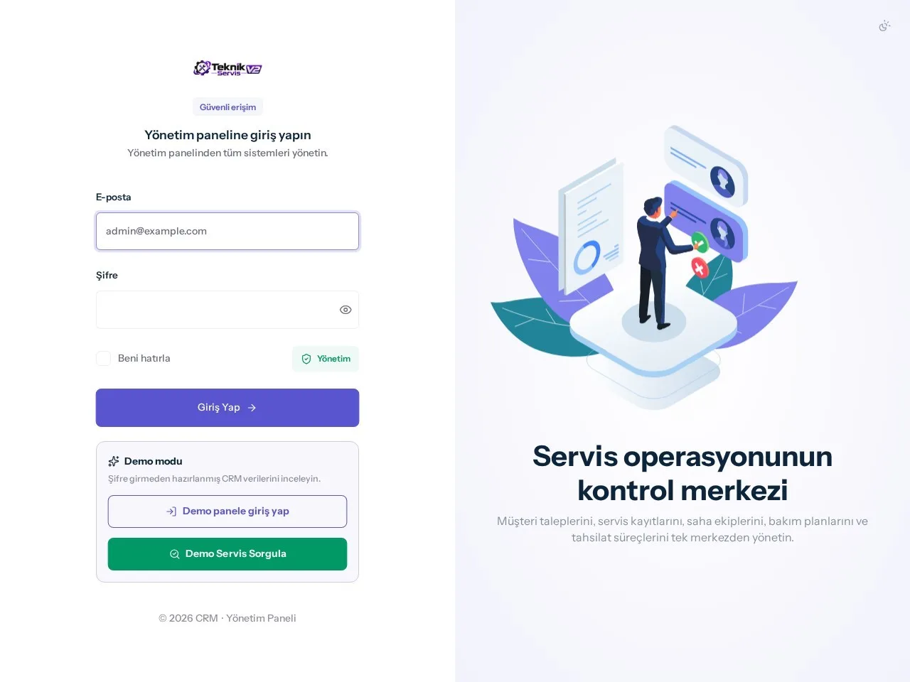 Teknik Servis CRM V2 ekran görüntüsü